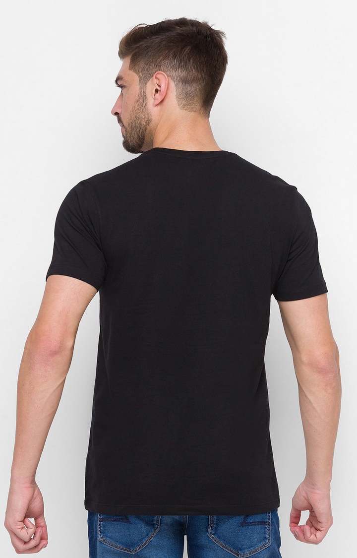 Spykar | Spykar Black Cotton Slim Fit T-Shirt For Men 3