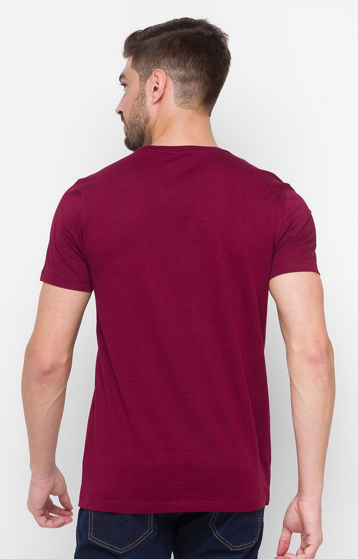 Albert Einstein By Spykar Red Cotton Slim Fit T-Shirt For Men