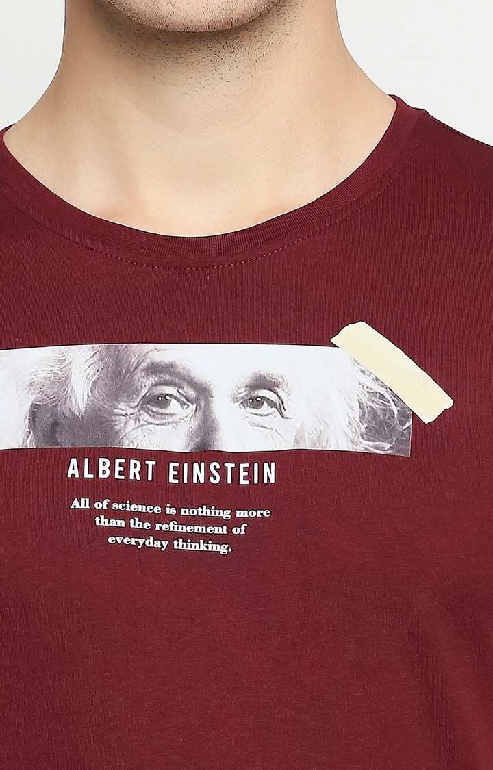 spykar | Albert Einstein By Spykar Wine Cotton Printed T-Shirts 5
