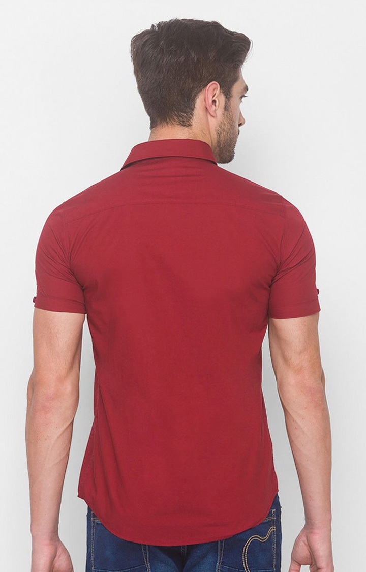 Spykar | Men's Red Cotton Solid Casual Shirts 3