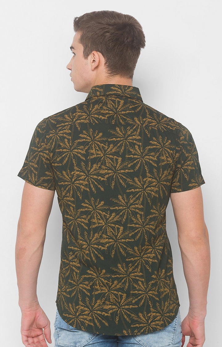 spykar | Men's Green Cotton Printed Casual Shirts 3