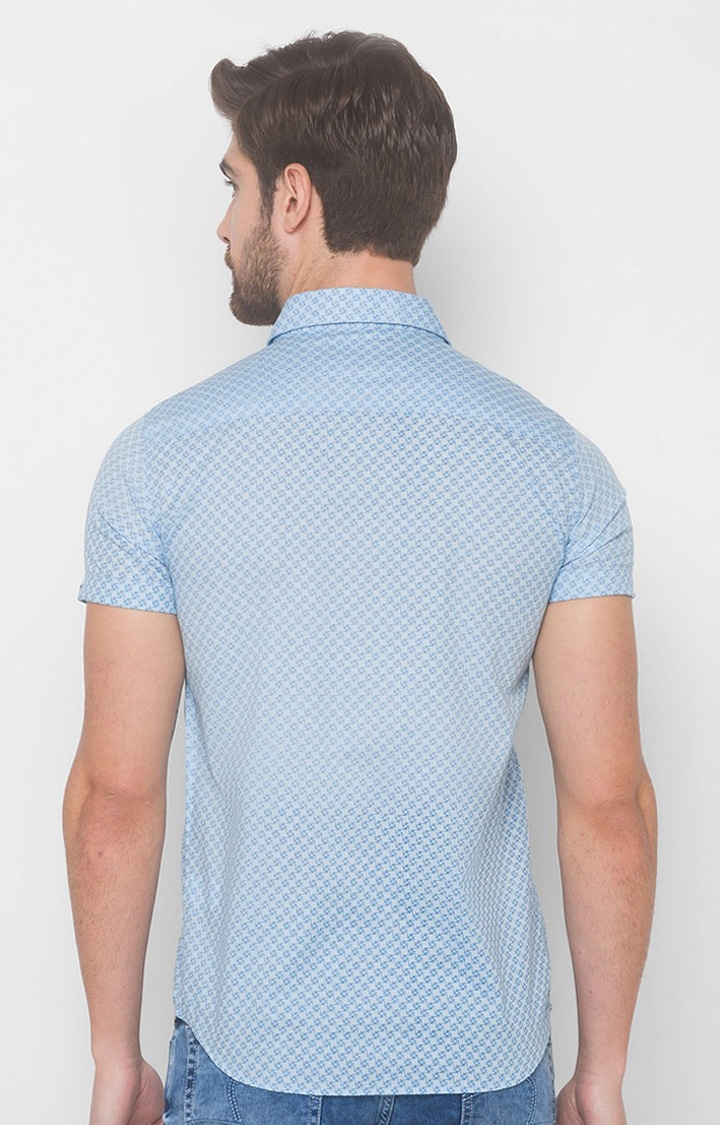 Spykar | Men's Blue Cotton Printed Casual Shirts 3