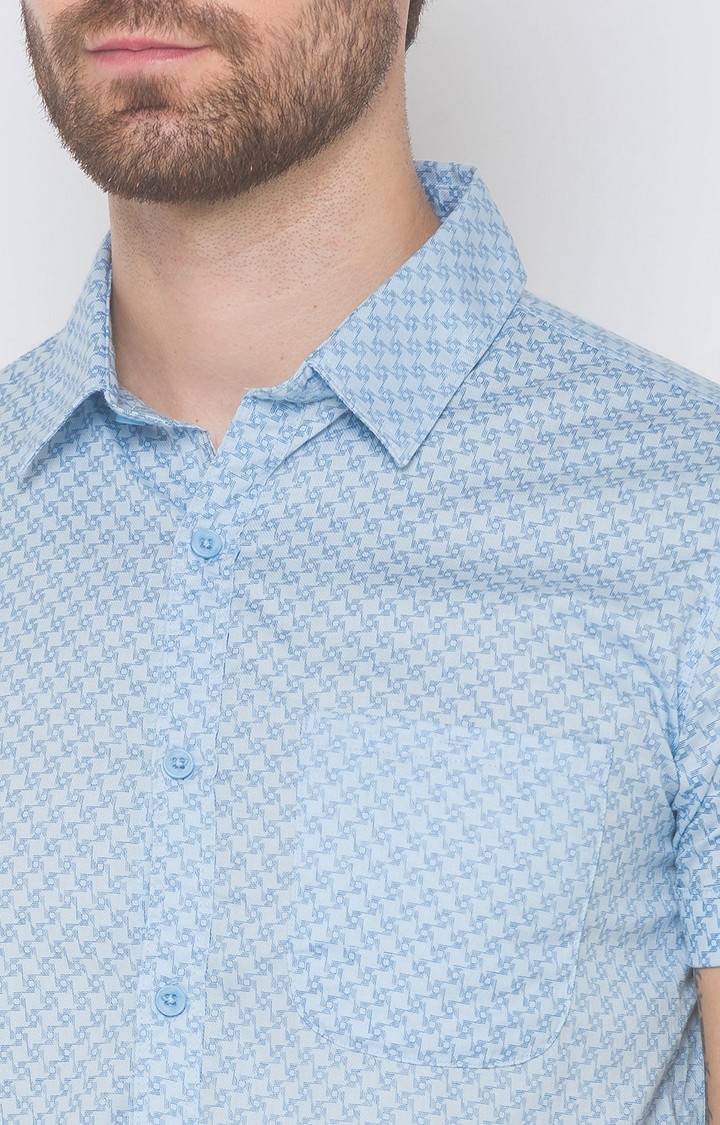 Spykar | Men's Blue Cotton Printed Casual Shirts 4