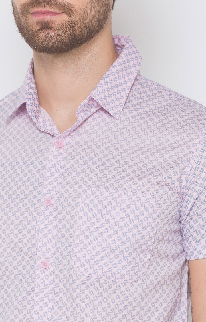spykar | Men's Pink Cotton Printed Casual Shirts 4