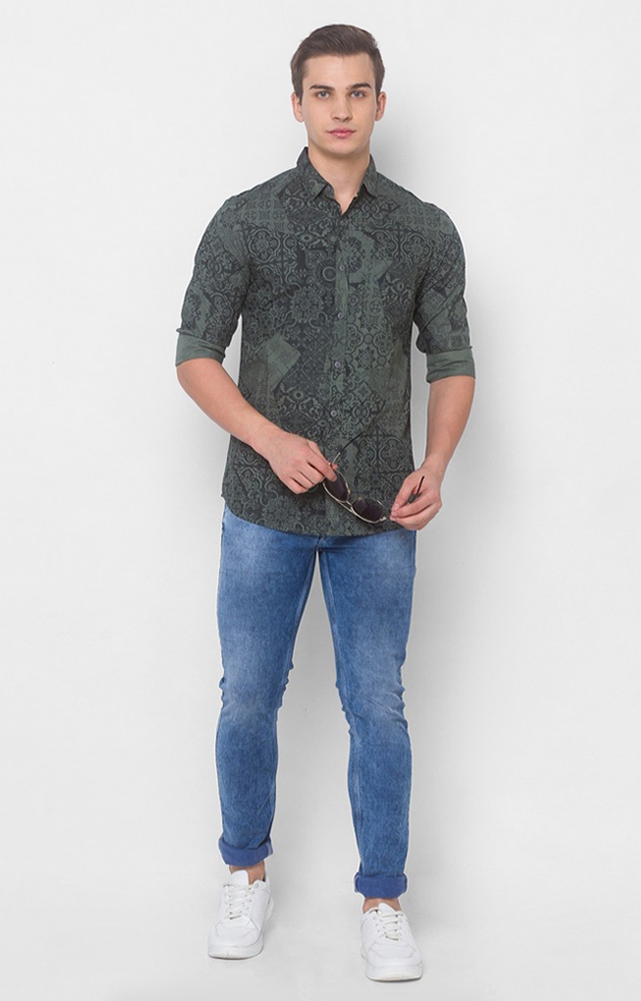 spykar | Men's Grey Cotton Printed Casual Shirts 1
