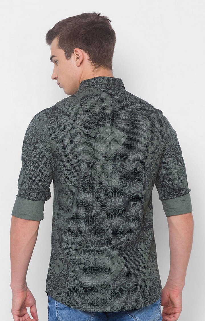 spykar | Men's Grey Cotton Printed Casual Shirts 3