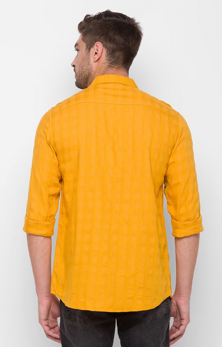spykar | Men's Yellow Cotton Checked Casual Shirts 3