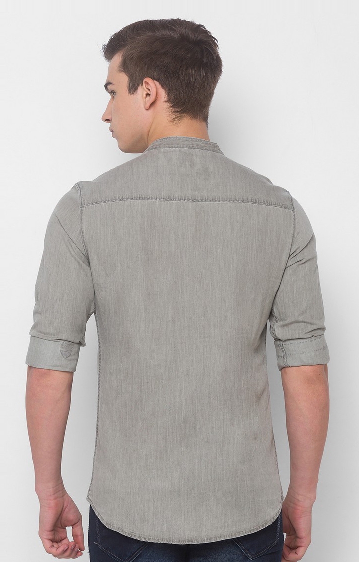 spykar | Men's Grey Cotton Solid Casual Shirts 3