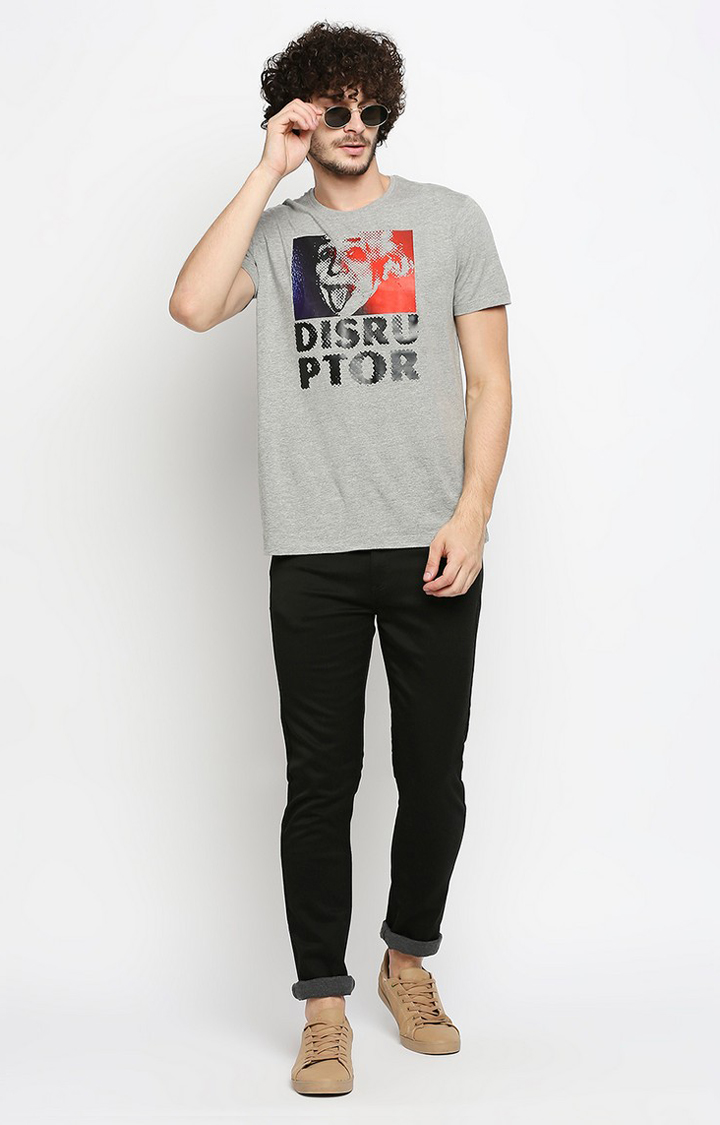 Men's Black Cotton Solid Trousers