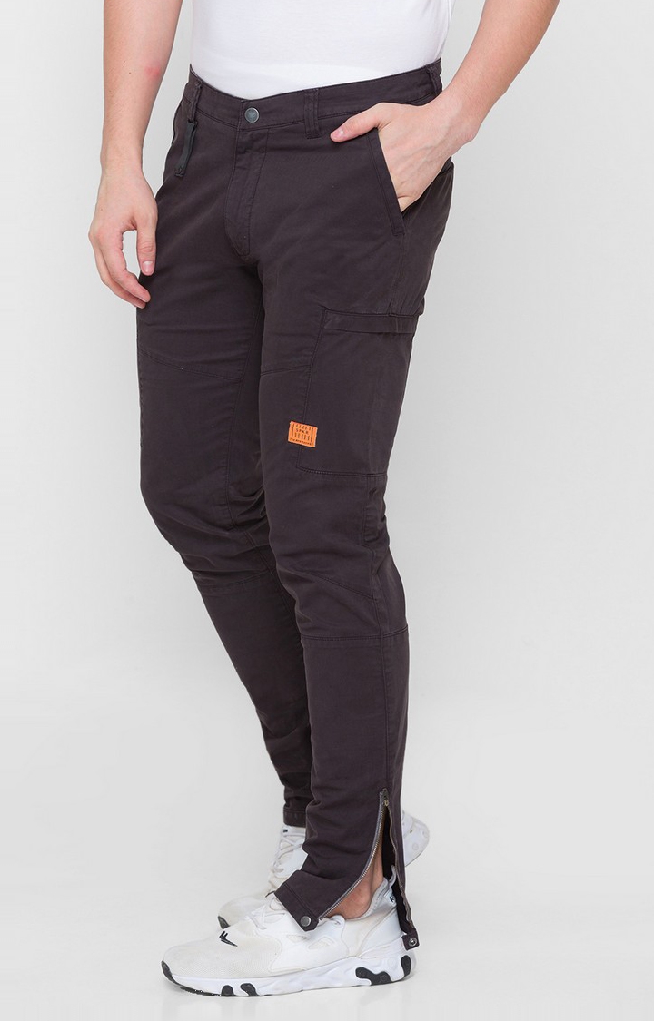 spykar | Men's Grey Cotton Solid Trousers 2