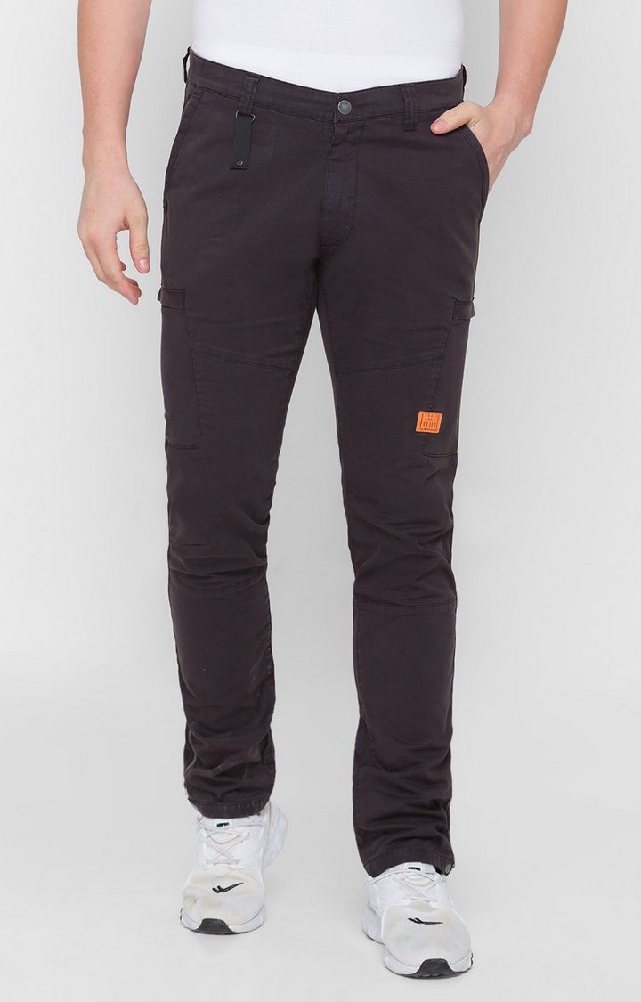 spykar | Men's Grey Cotton Solid Trousers 0