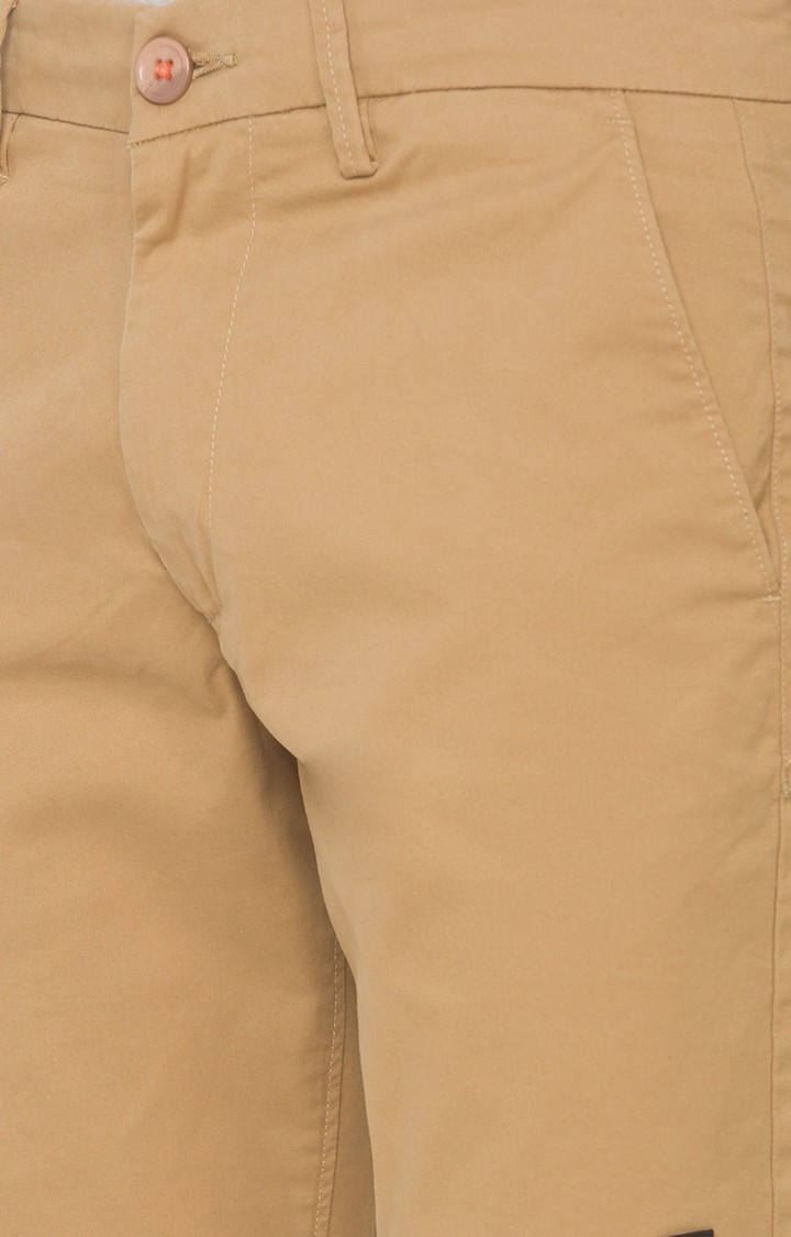 spykar | Men's Beige Cotton Solid Shorts 4