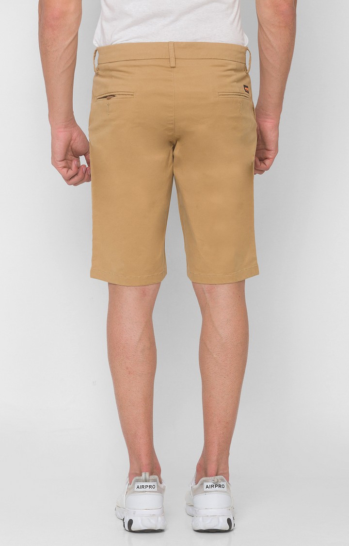 spykar | Men's Beige Cotton Solid Shorts 3