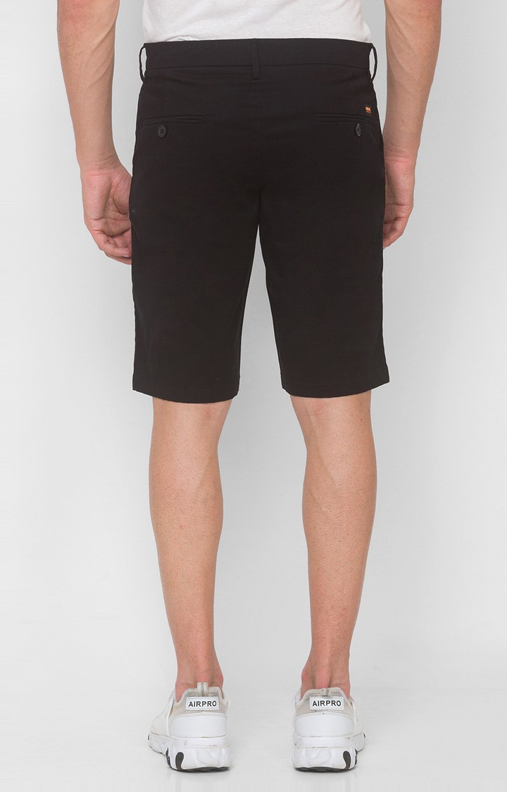 spykar | Men's Black Cotton Solid Shorts 3