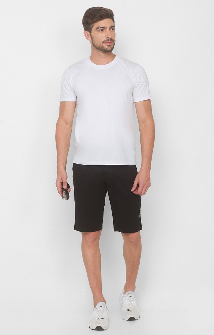 spykar | Men's Black Cotton Solid Shorts 1