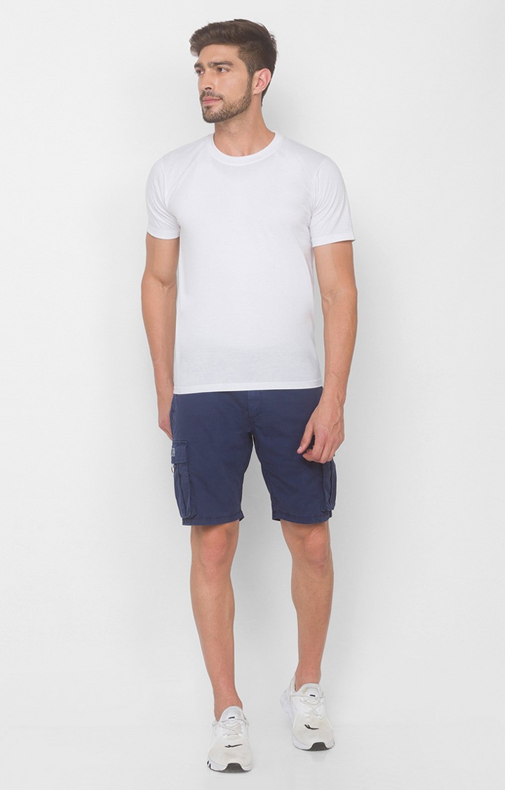spykar | Men's Blue Cotton Solid Shorts 1