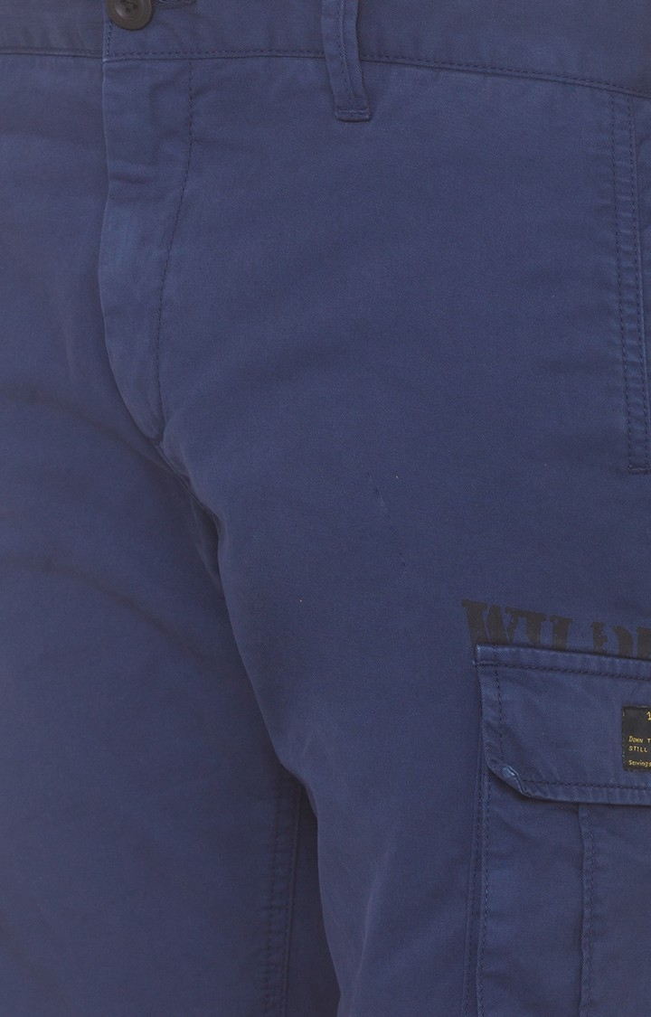 spykar | Men's Blue Cotton Solid Shorts 4