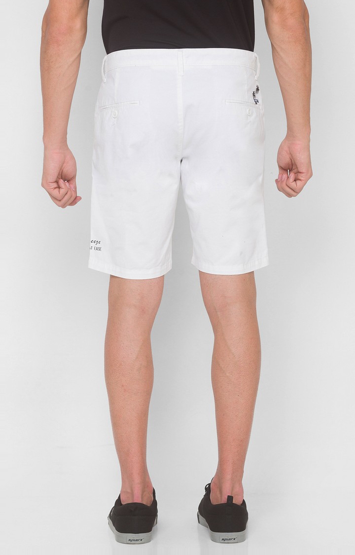 spykar | Men's White Cotton Solid Shorts 3
