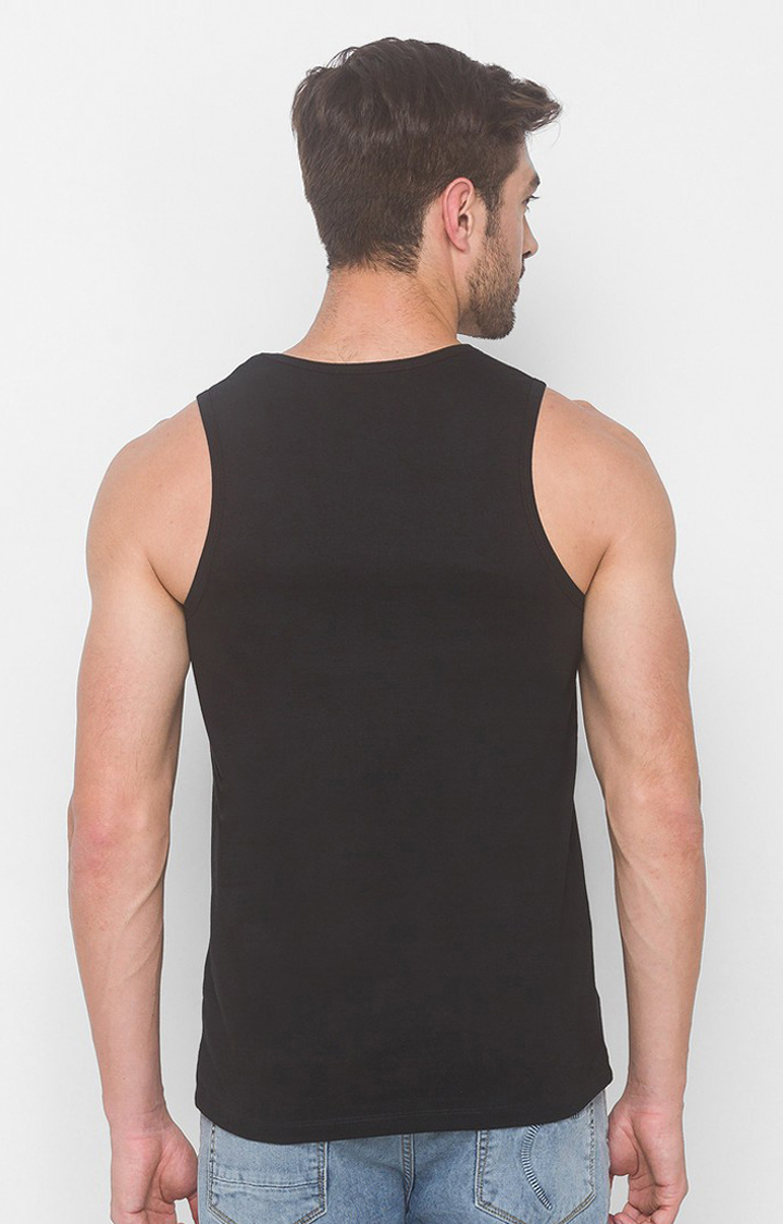 Spykar Black Cotton T-Shirts (Slim)