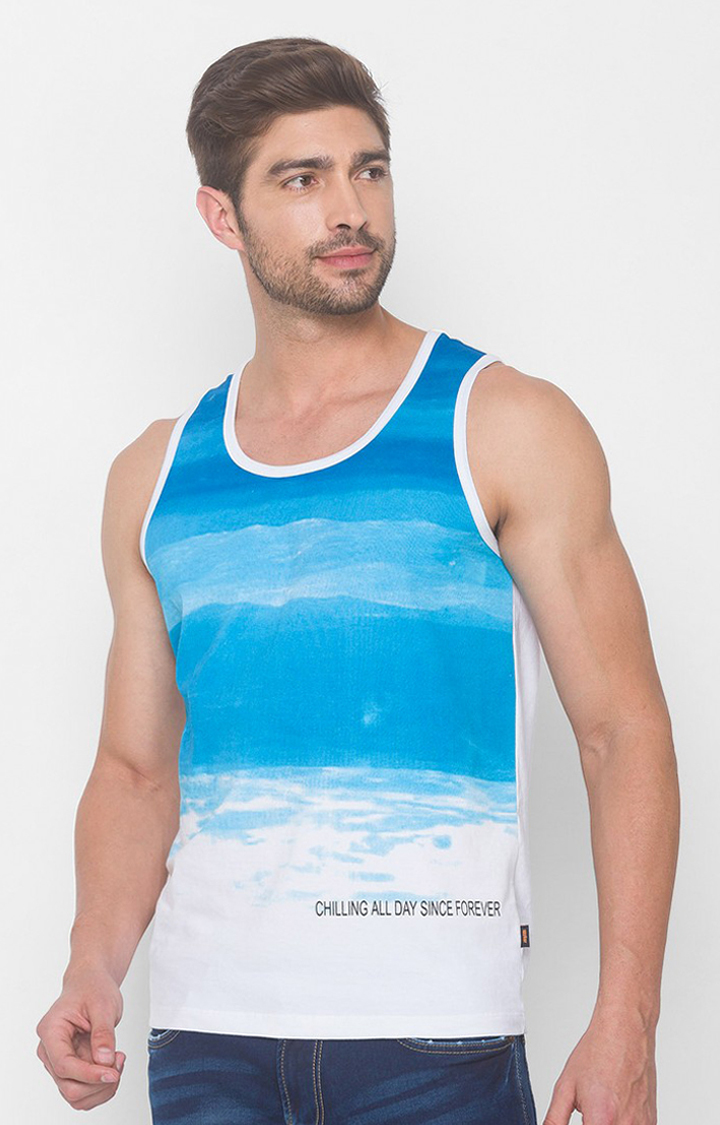 Spykar White Cotton Sando (Slim)