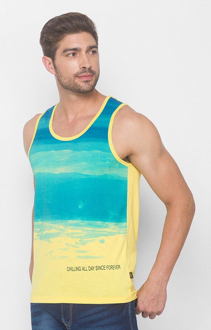 Spykar Powder Yellow Cotton Sando (Slim)