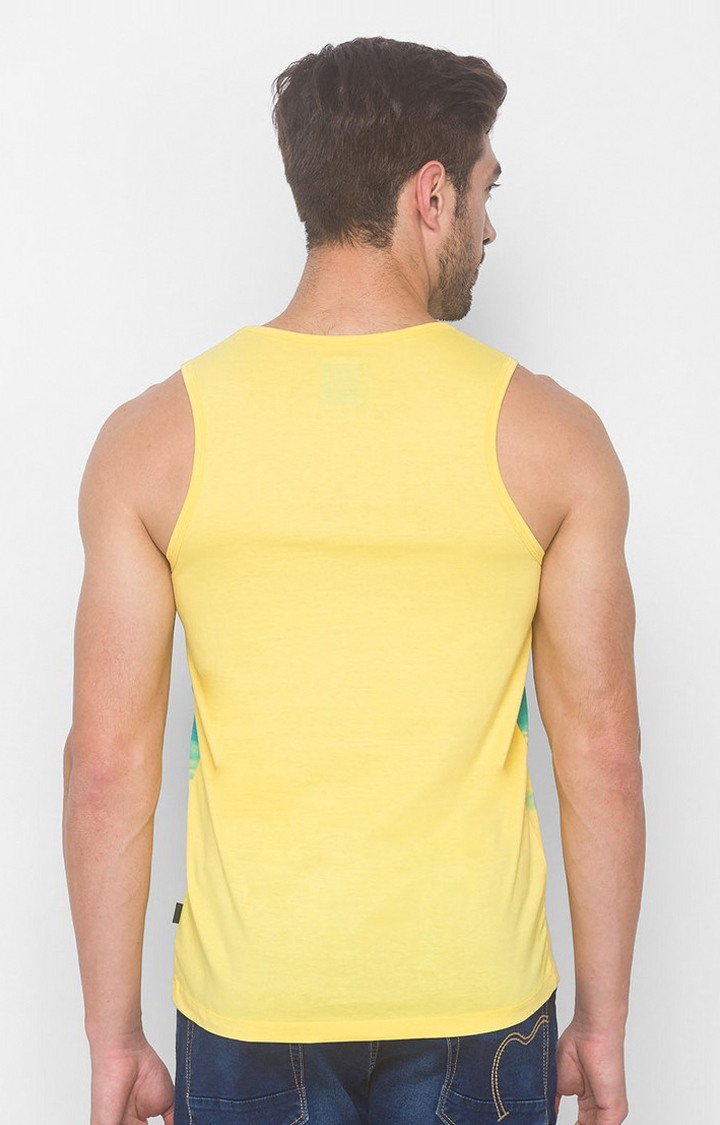Spykar Powder Yellow Cotton Sando (Slim)