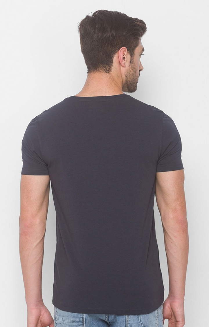 spykar | Spykar Grey Cotton Slim Fit T-Shirt For Men 3