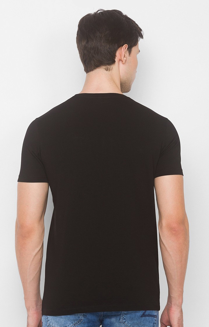 spykar | Spykar Black Cotton Slim Fit T-Shirt For Men 3