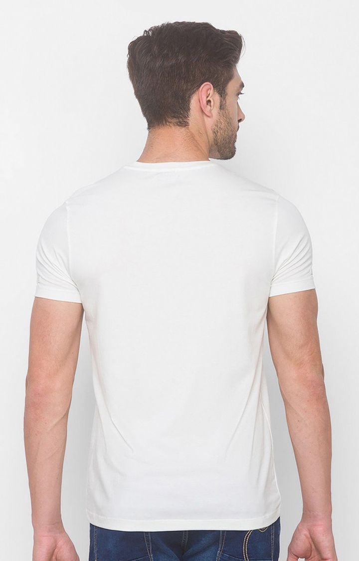 spykar | Spykar White Cotton Slim Fit T-Shirt For Men 3