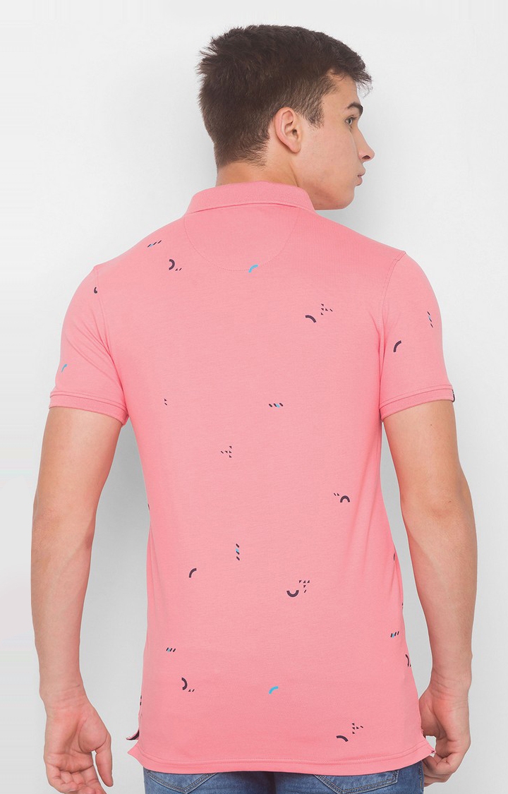 spykar | Spykar Pink Cotton Slim Fit Polo T-Shirt For Men 3