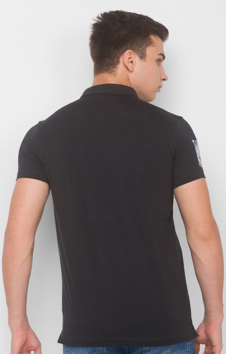 spykar | Spykar Grey Cotton Slim Fit Polo T-Shirt For Men 3