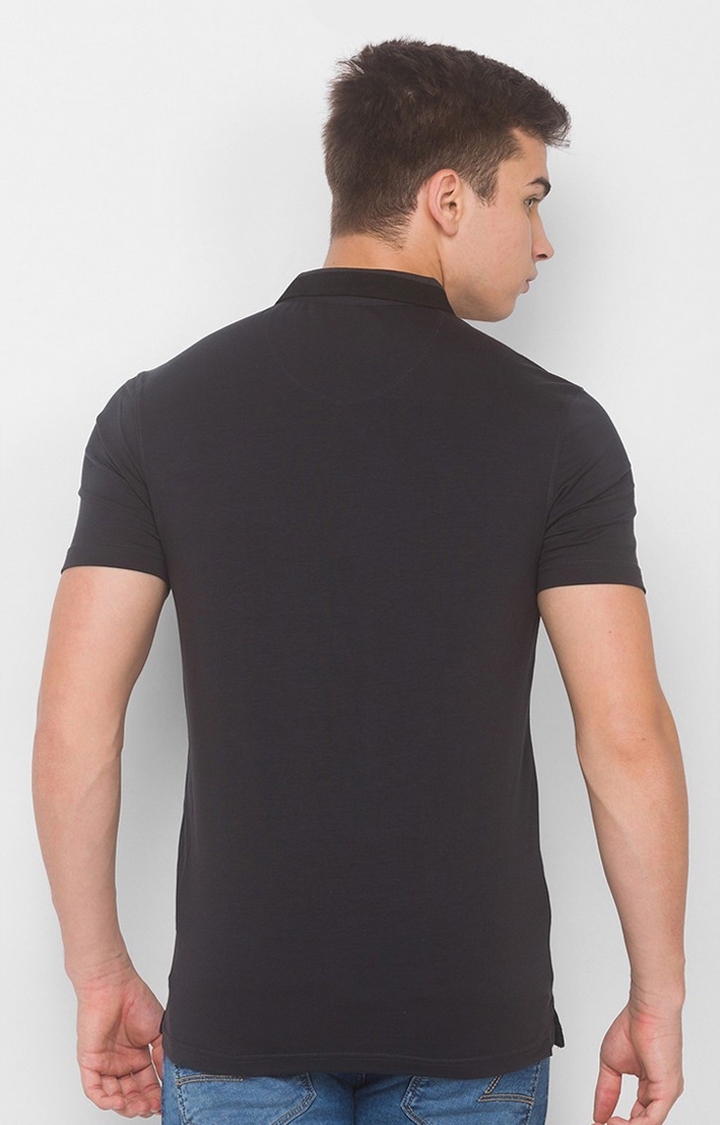 Spykar | Spykar Grey Cotton Slim Fit Polo T-Shirt For Men 3