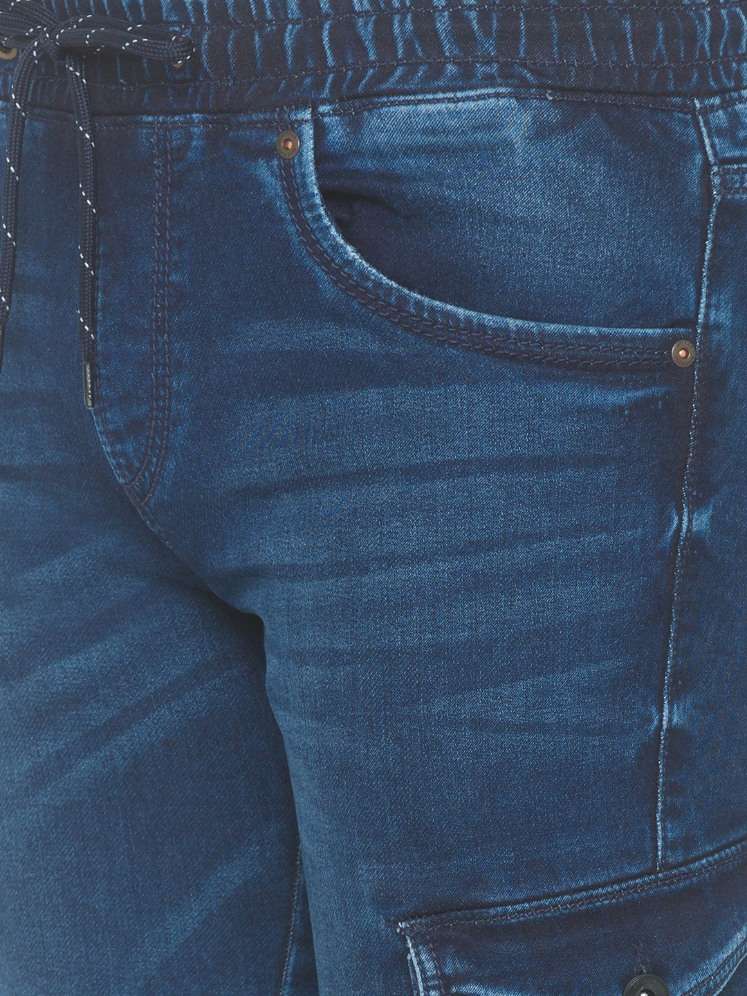 Spykar | Men's Blue Cotton Solid Joggers Jeans 5