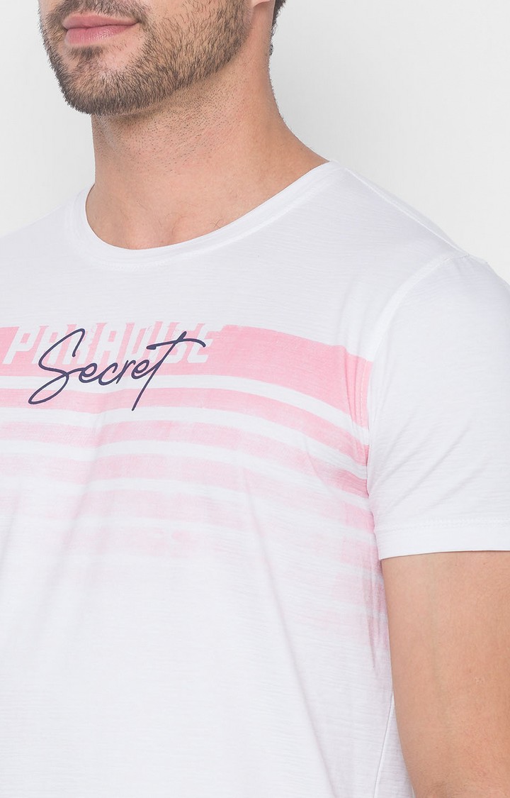 Spykar Off White Blended T-Shirts (Slim)