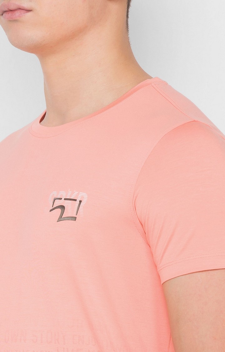 spykar | Spykar Peach Blended T-Shirts (Slim) 4