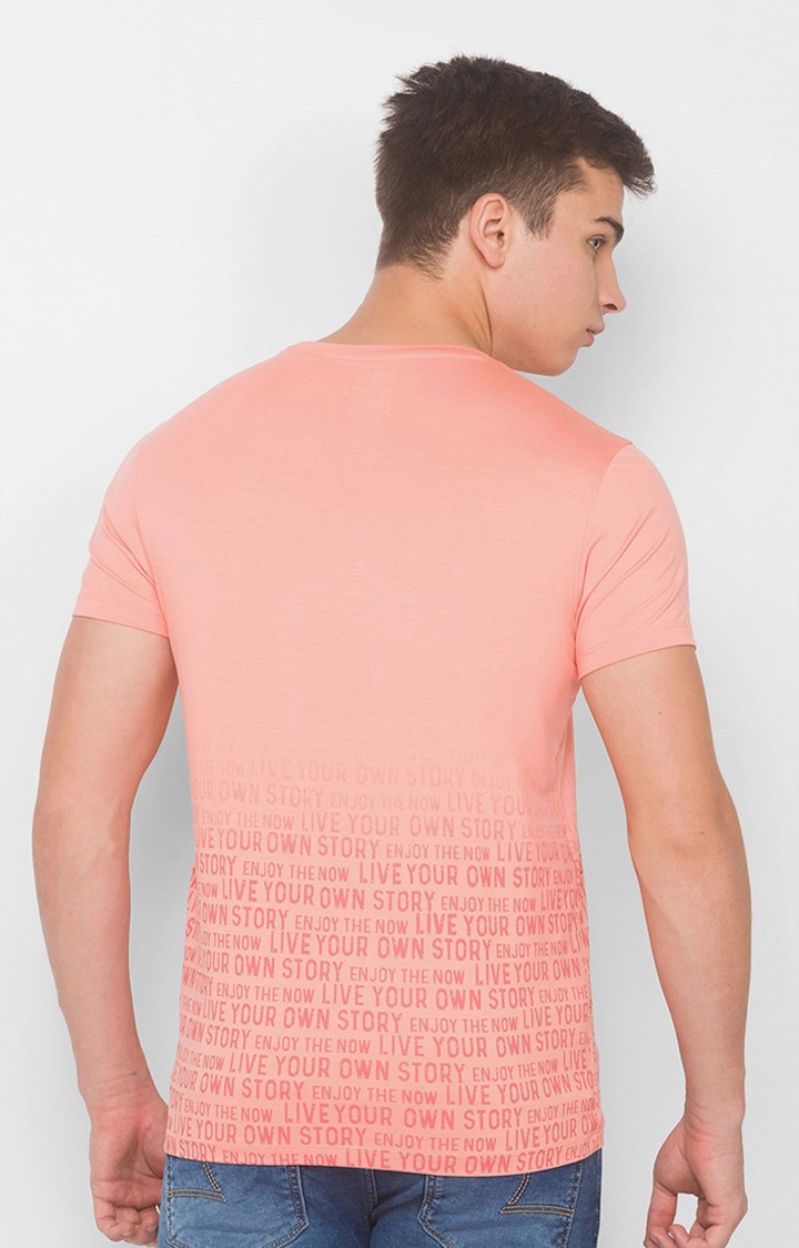 spykar | Spykar Peach Blended T-Shirts (Slim) 3