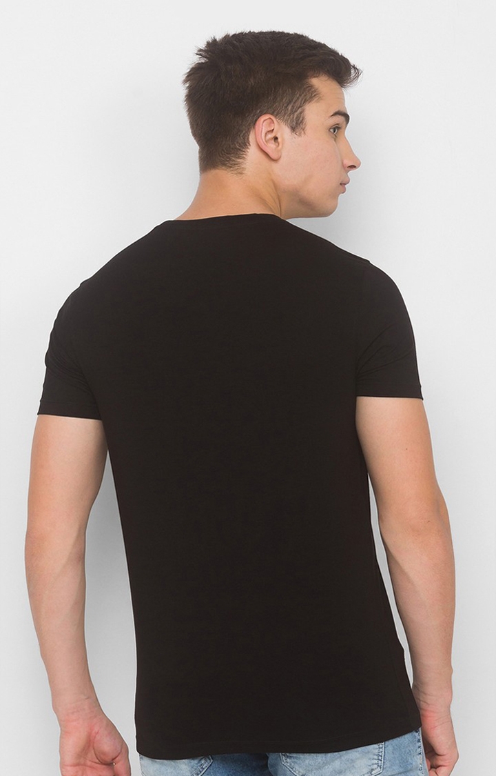 spykar | Spykar Black Blended T-Shirts (Slim) 3