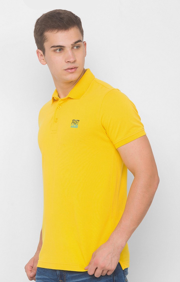spykar | Spykar Gold Yellow Cotton T-Shirts (Slim) 2