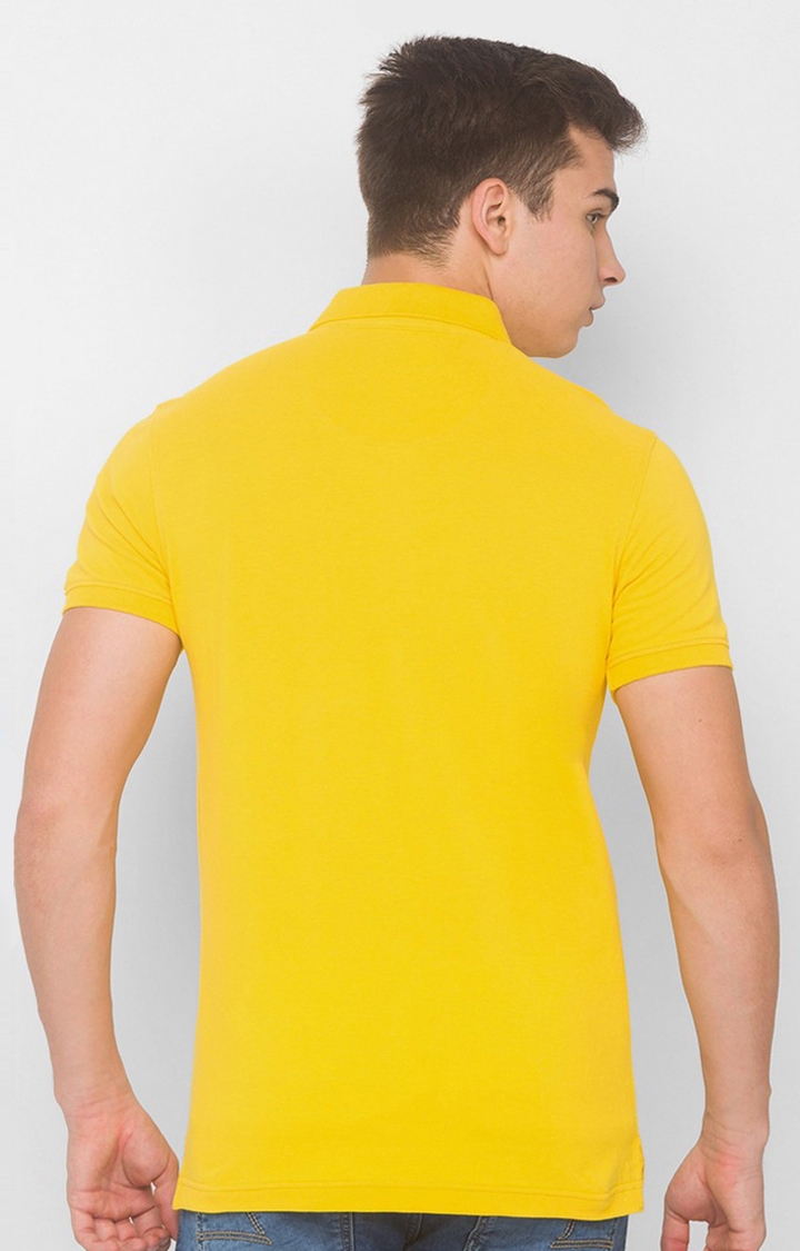 spykar | Spykar Gold Yellow Cotton T-Shirts (Slim) 3