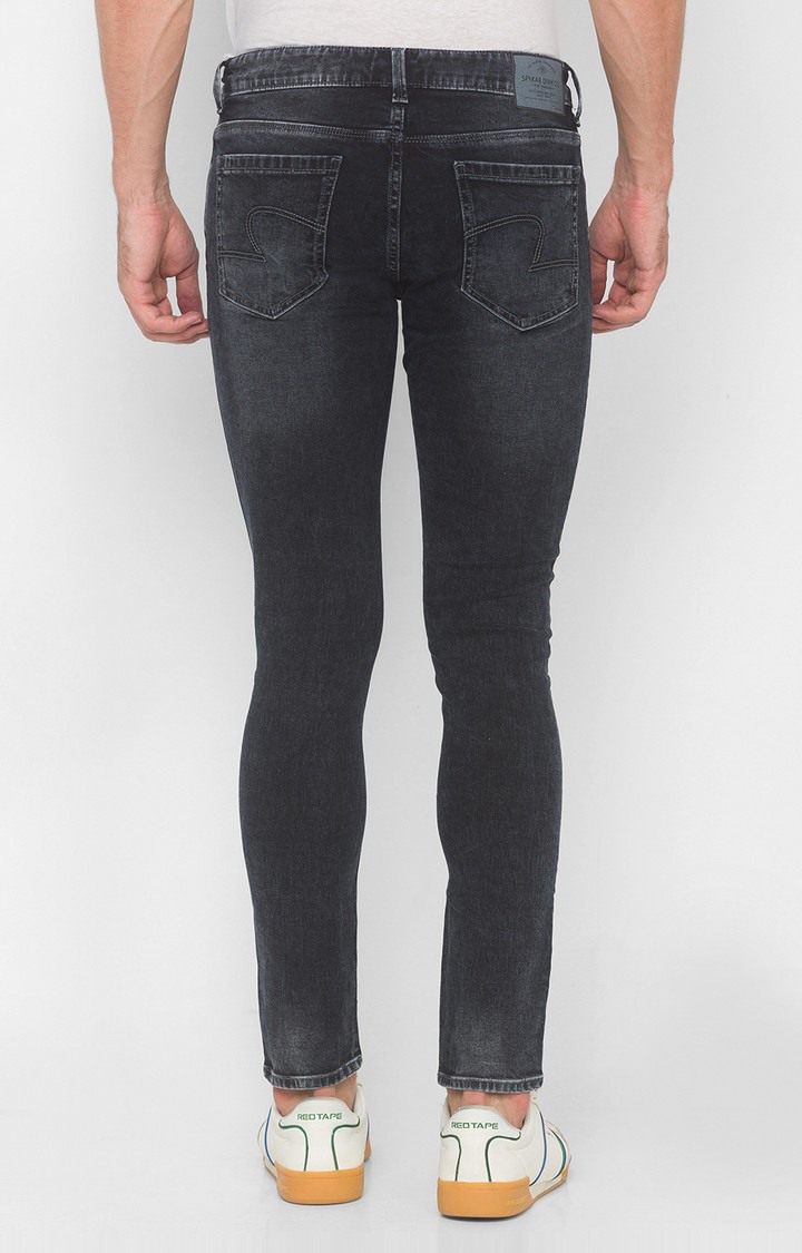 Men's Black Cotton Solid Slim Jeans