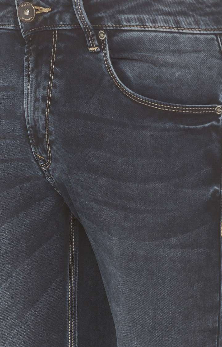 Men's Black Cotton Solid Slim Jeans
