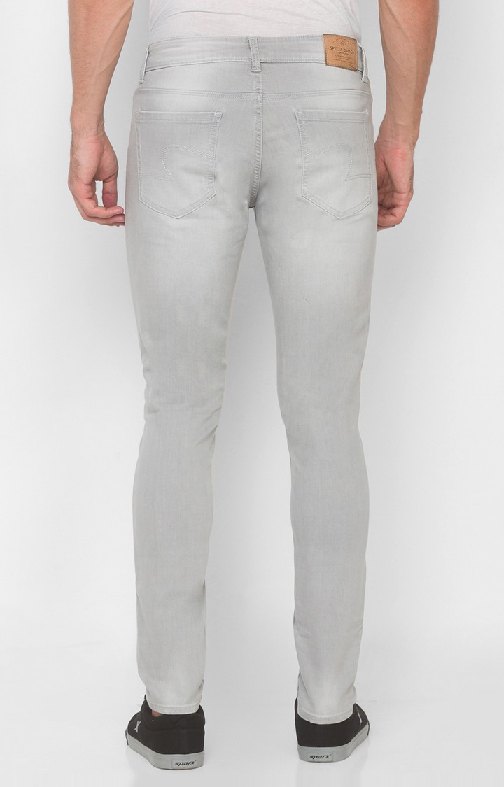 spykar | Men's Grey Cotton Solid Slim Jeans 3