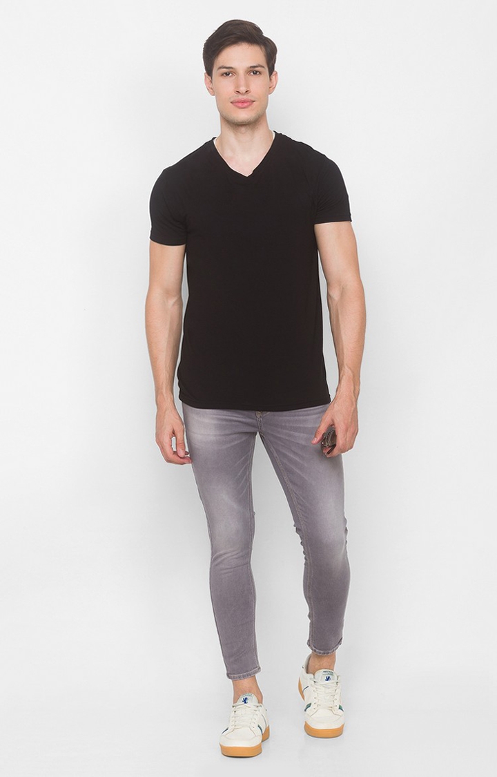 spykar | Men's Grey Cotton Solid Slim Jeans 1