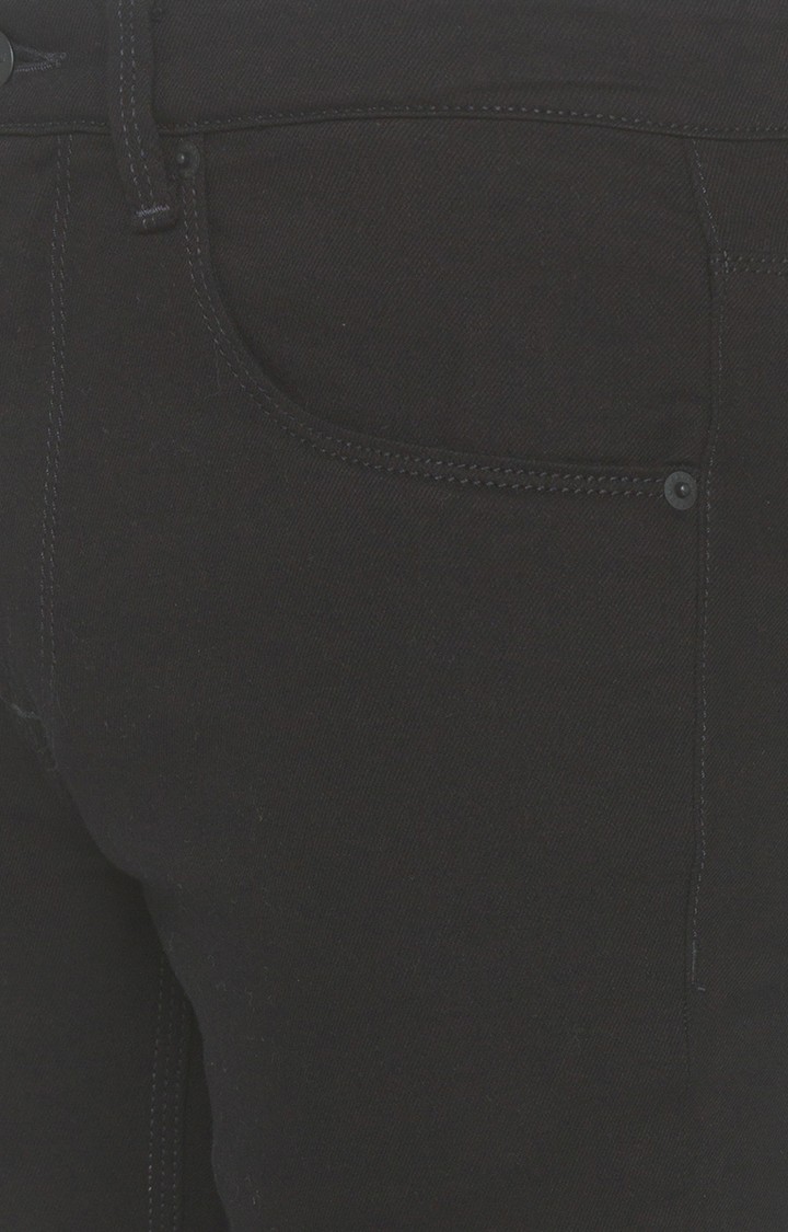 Men's Black Cotton Solid Flared Jeans