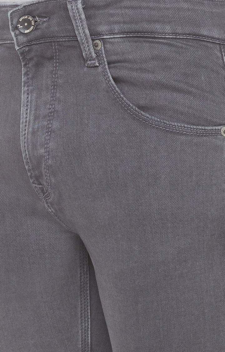 Men's Grey Cotton Solid Slim Jeans