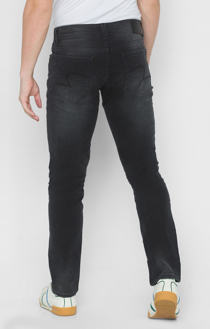 Men's Black Cotton Solid Slim Jeans