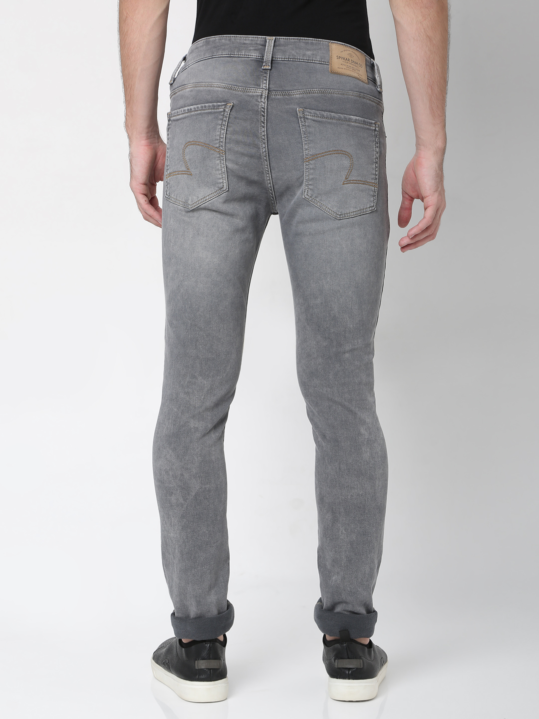 Men's Grey Cotton Solid Slim Jeans