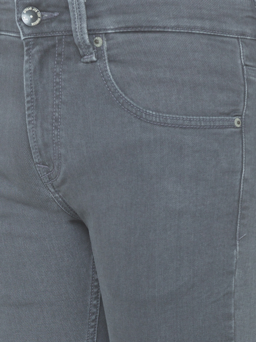 spykar | Men's Grey Cotton Solid Slim Jeans 4