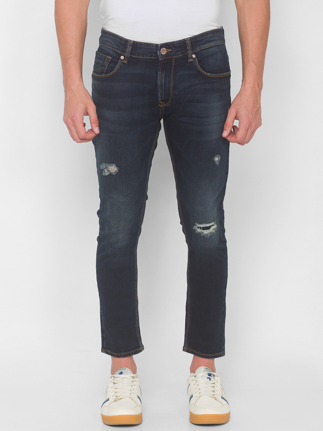 Men's Grey Cotton Solid Slim Jeans