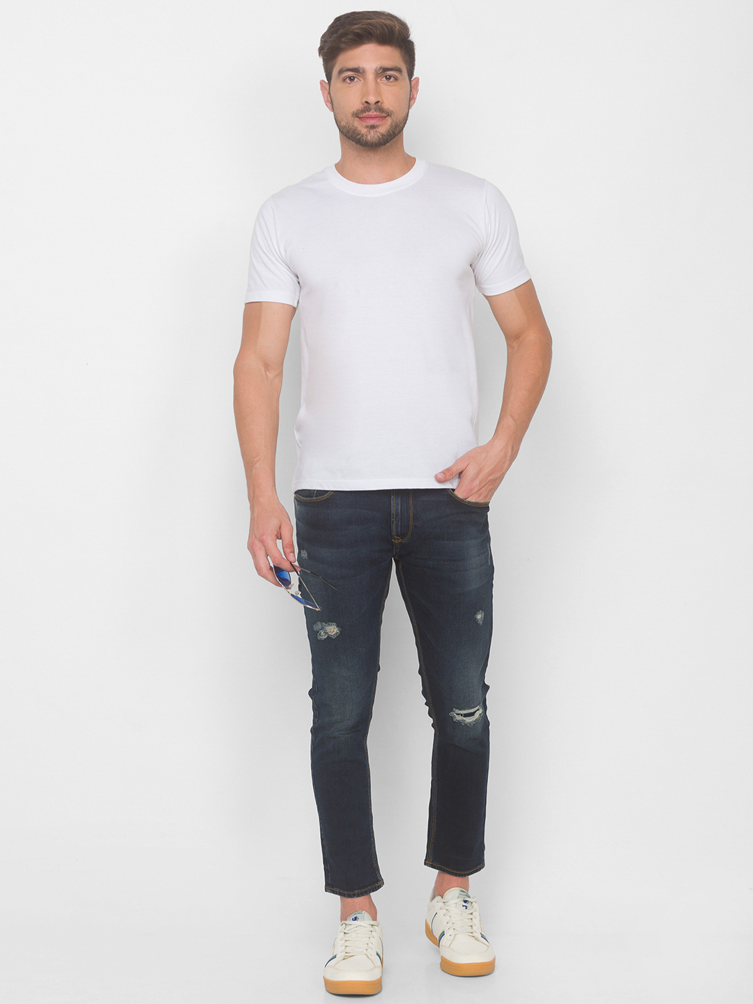 Men's Grey Cotton Solid Slim Jeans